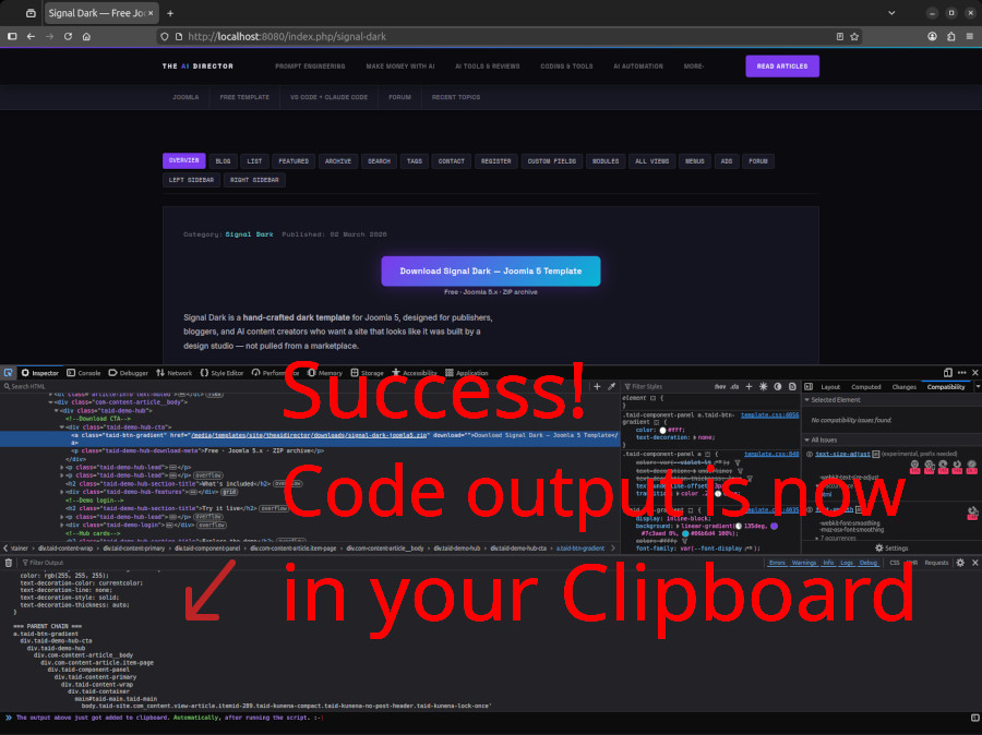 Success — the script output is now in your clipboard